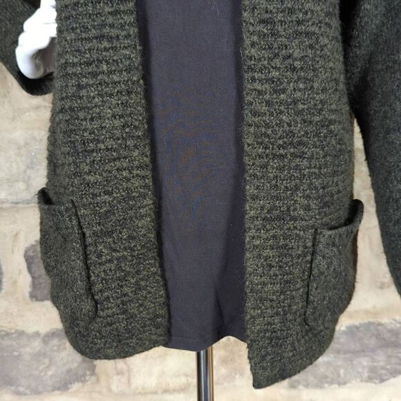 MARLED Reunited green black open front cardigan sweater size small Pockets Long - Picture 3 of 11